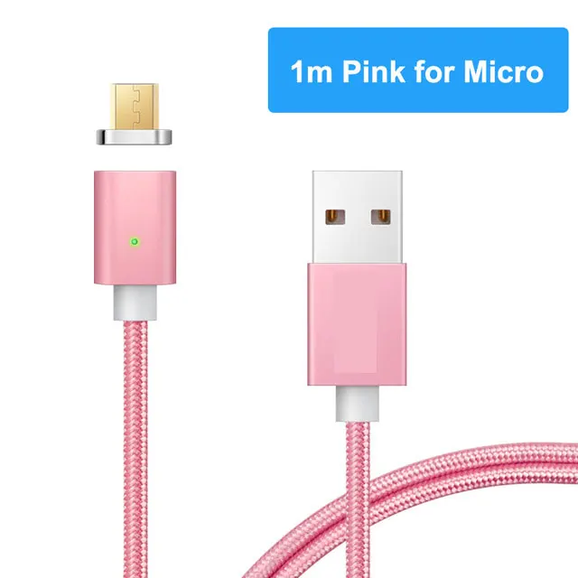 Pink Micro Cable RGLM магнитное зарядное устройство Micro USB кабель для Xiaomi huawei Android мобильный телефон Быстрая зарядка магнит Microusb кабель для передачи данных провод - Цвет: Pink Micro Cable