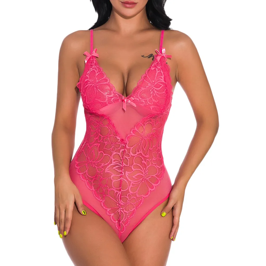 Нижнее белье Babydoll сексуальное кружевное Цельный боди женское нижнее Тедди