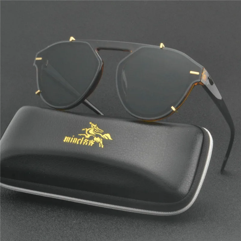 Женские солнцезащитные очки оверсайз с заклепками в винтажном стиле черные