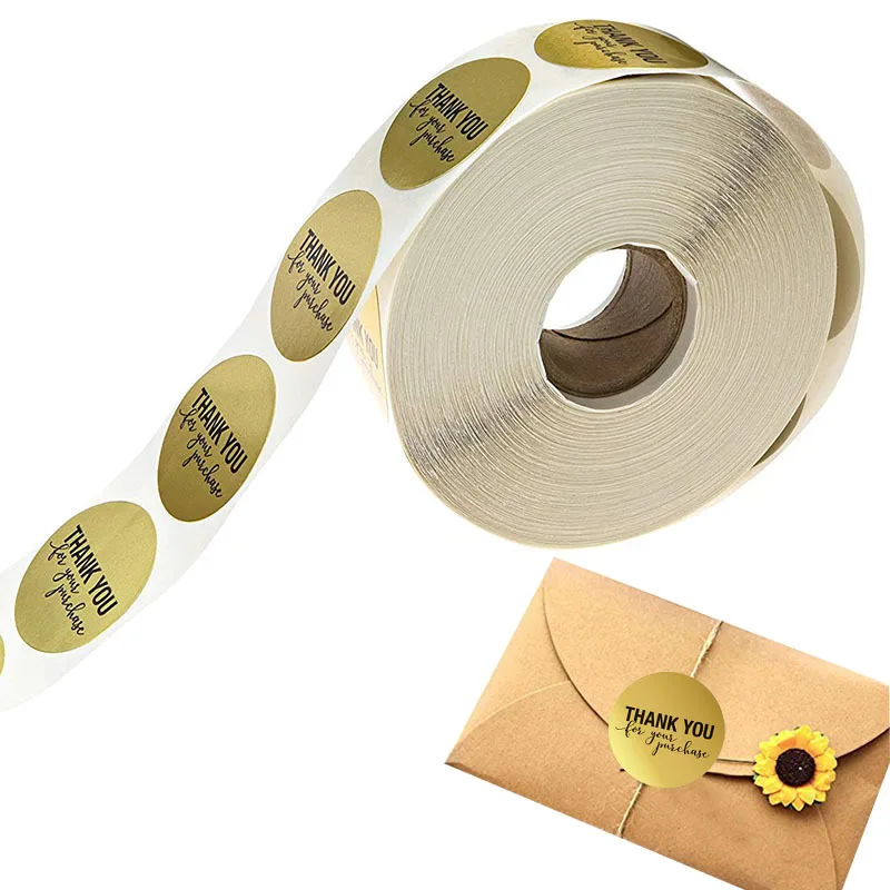 500 шт. золотые бумажные наклейки спасибо за покупку упаковочные этикетки для