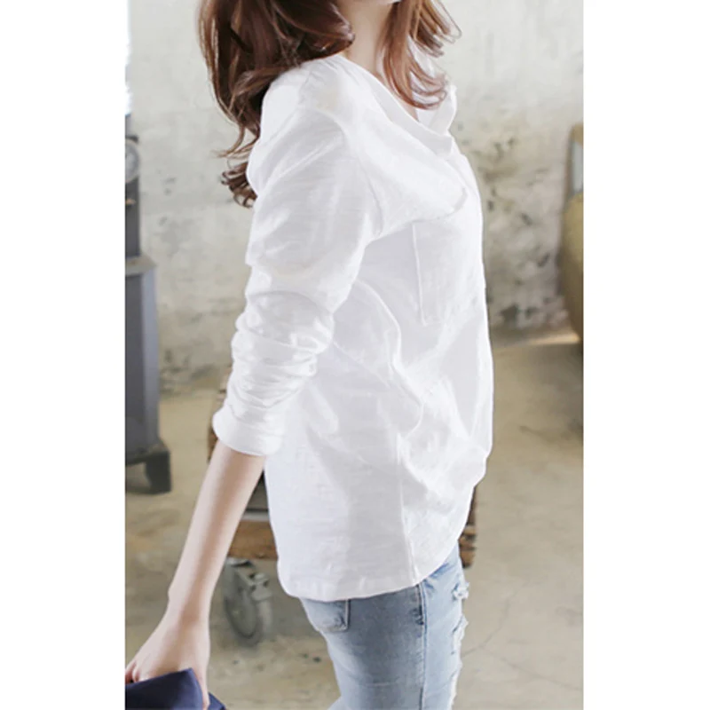 Женская футболка с длинным рукавом модная пикантная однотонная хлопковая