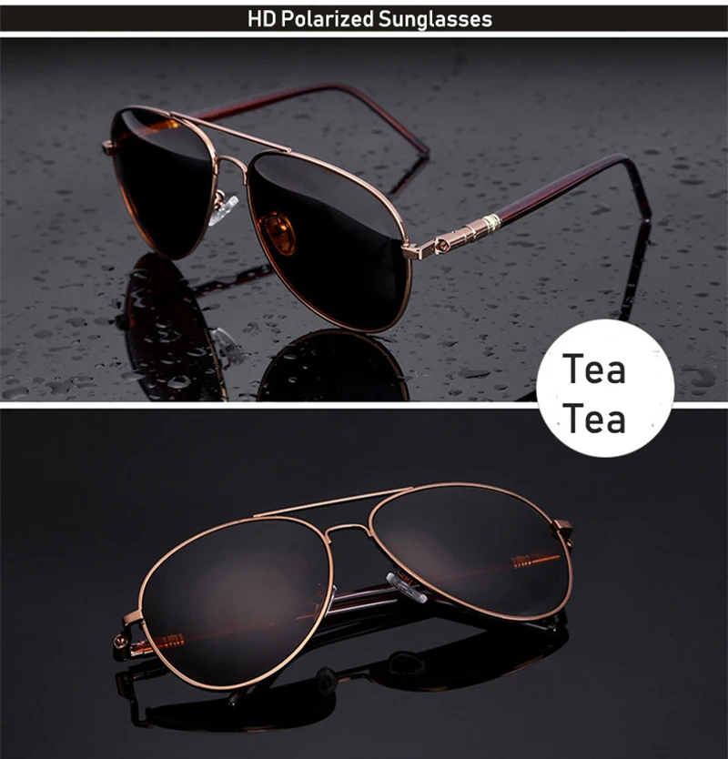 C3 Brown Мужские Ретро Модные поляризованные солнцезащитные очки для вождения, винтажные очки пилота, металлические солнцезащитные очки, весенние шарниры UV400 - Цвет линз: C3 Brown