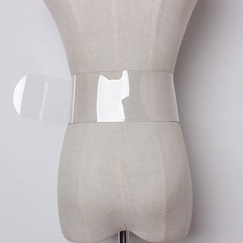 New autumn transparent plastic solid color PVC Material Women wide Belt Fashion Large metal tide all-match Casual accessories | Аксессуары