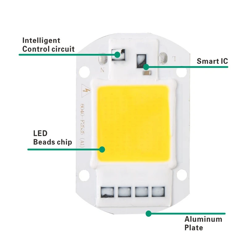 Светодиодный чип LARZI COB 50 Вт 40 30 20 10 110 В 220 умный вход IC высокой мощности для DIY