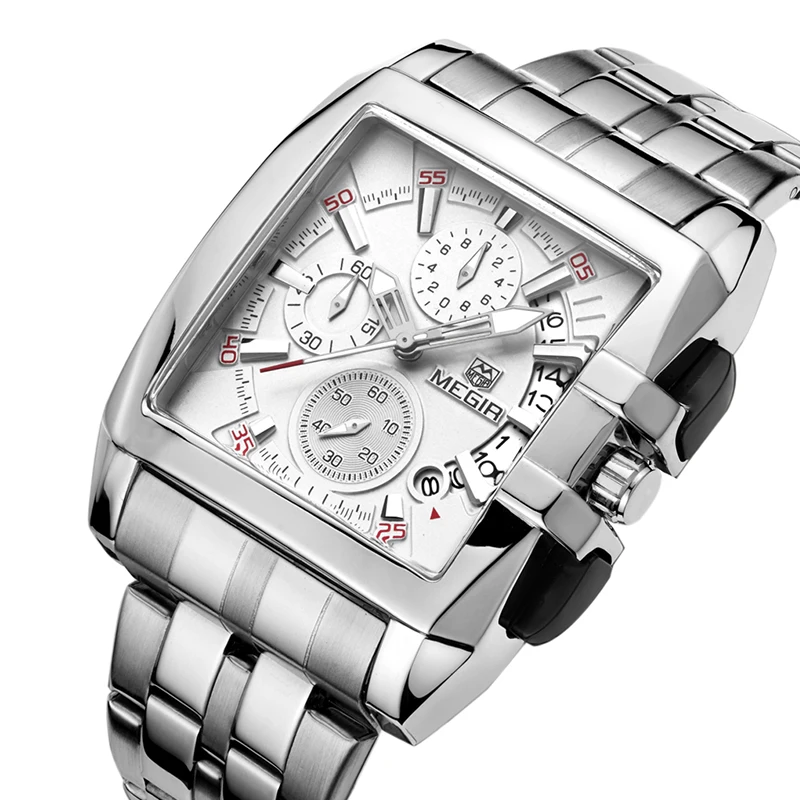 

MEGIR Top Brand Men's Big Dial Luxury Quartz Wristwatches Creative Business Stainless Steel Sports Watches Men Relogio Masculino