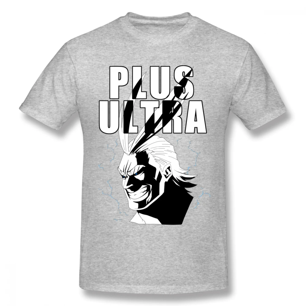 Новая повседневная футболка с надписью All Might Plus, футболка с надписью Boku No Hero Academy, мужская летняя футболка из чистого хлопка для мужчин - Цвет: Серый