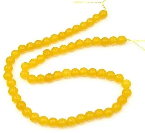 

Unique Pearls jewellery Store Charming Yellow Jade 8mm Round Gemstone Loose Beads one Full Strand 15'' LC3-328