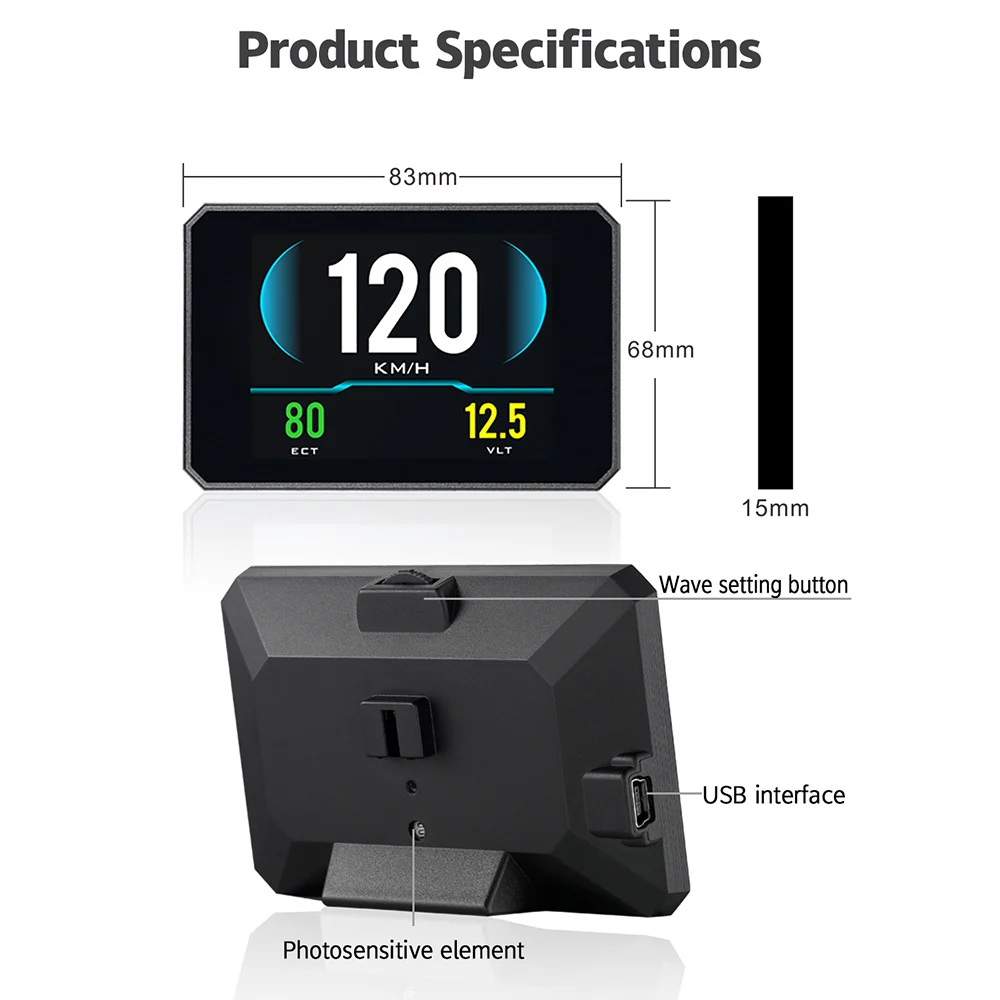 OBDSPACE P16 3 9 ''HD TFT OBD2 автомобилей HUD Head Up Дисплей бортовой компьютер Спидометр Turbo