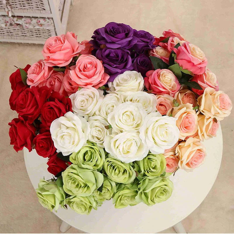 Искусственный цветок 1 букет 9 бутонов роза для творчества искусственные