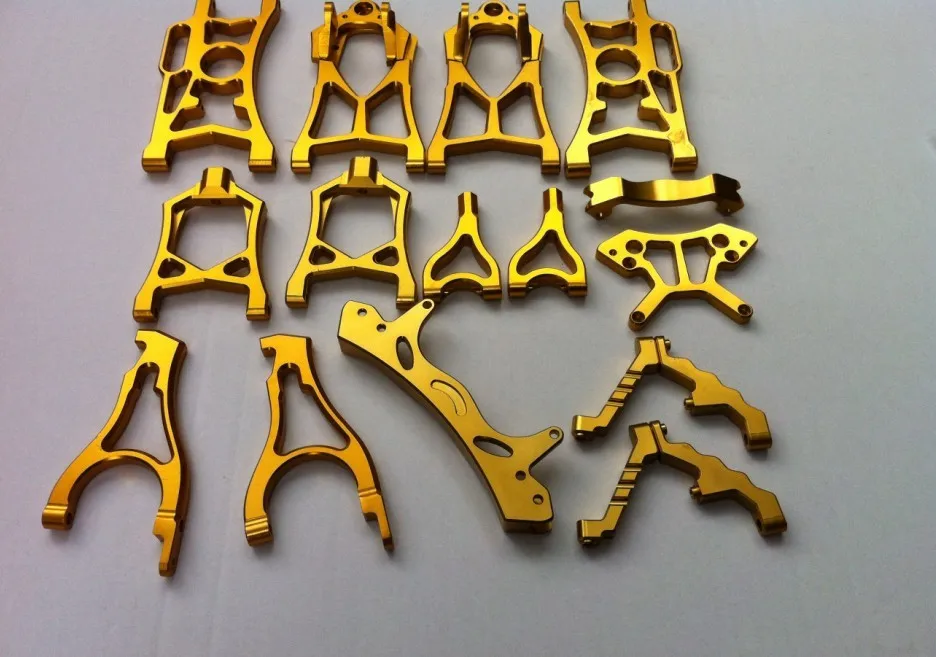 

alloy baja parts fit baja 5b 5t 5SC gold color set suspension arm bracket front brace shock tower