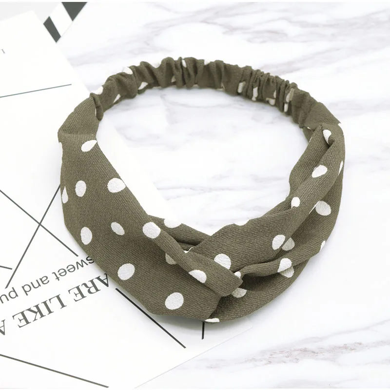 

New Wave Point Headband for Women Girls Cross Turban Headwear Bath Makeup Hair Band Accessories Round Dot Bandanas Hair Band