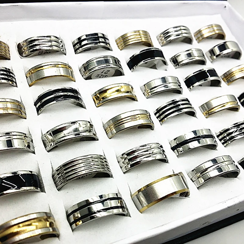 Мужские кольца из нержавеющей стали в полоску 100 шт.|ring couple jewelry|ring body jewelryjewelry chest |