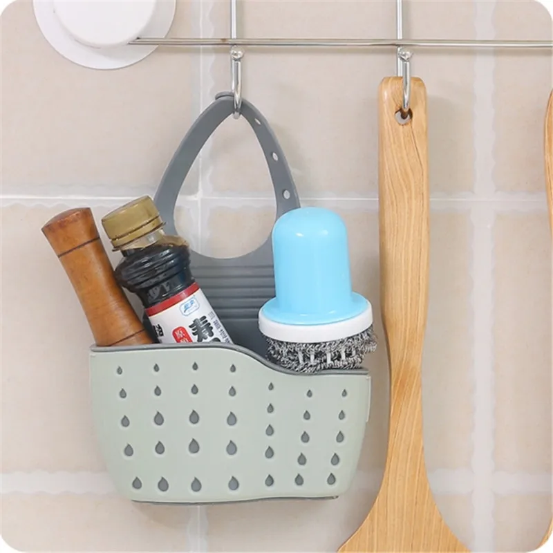 1Pcs Kitchen Sink Sponge Holder Bathroom Soap Hanging Shelves Rack Storage Basket Double Layer Buckle Design Pouch | Дом и сад