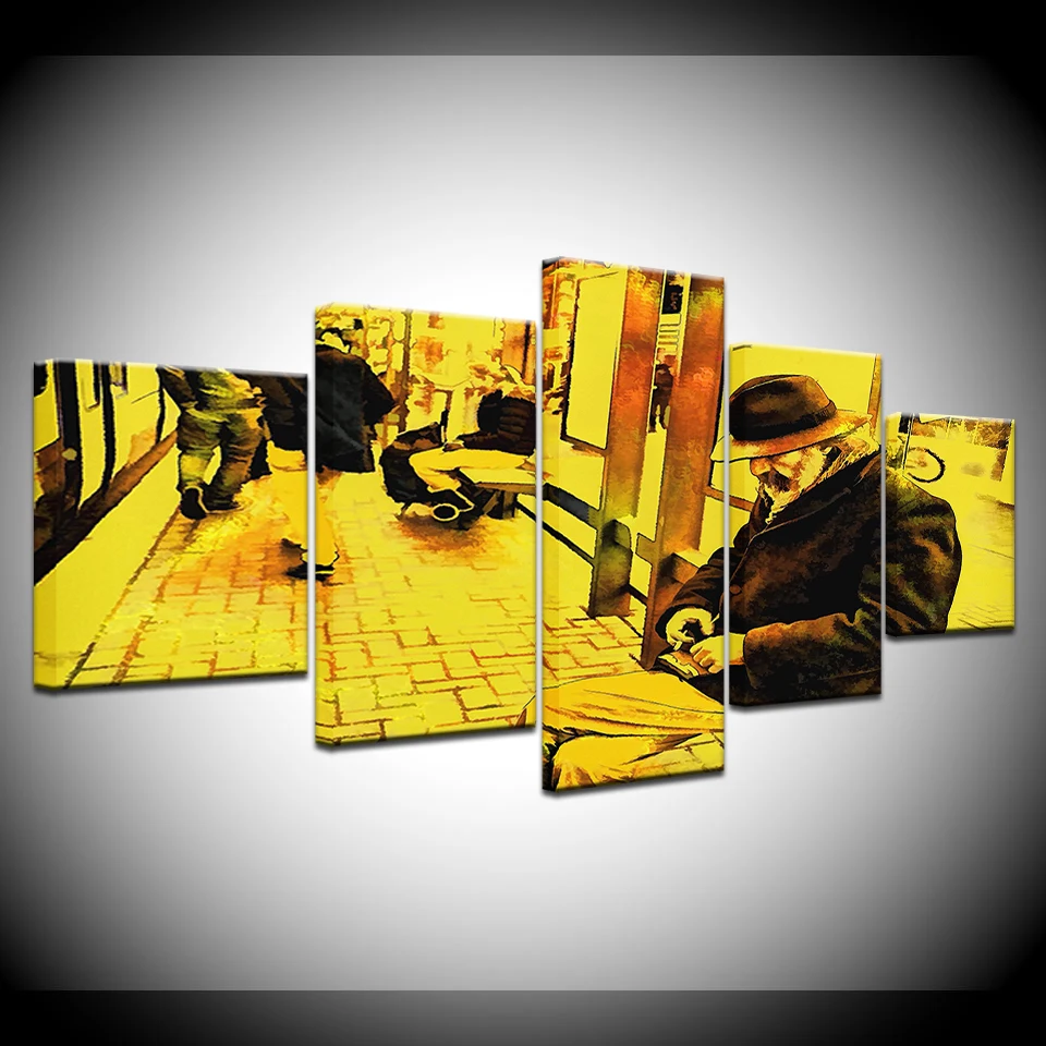 

5 panel Pensive Old Man Canvas Set Decorative Wall Pictures Home Decor Paintings for Living Room Wall Abstract Wall Artwork