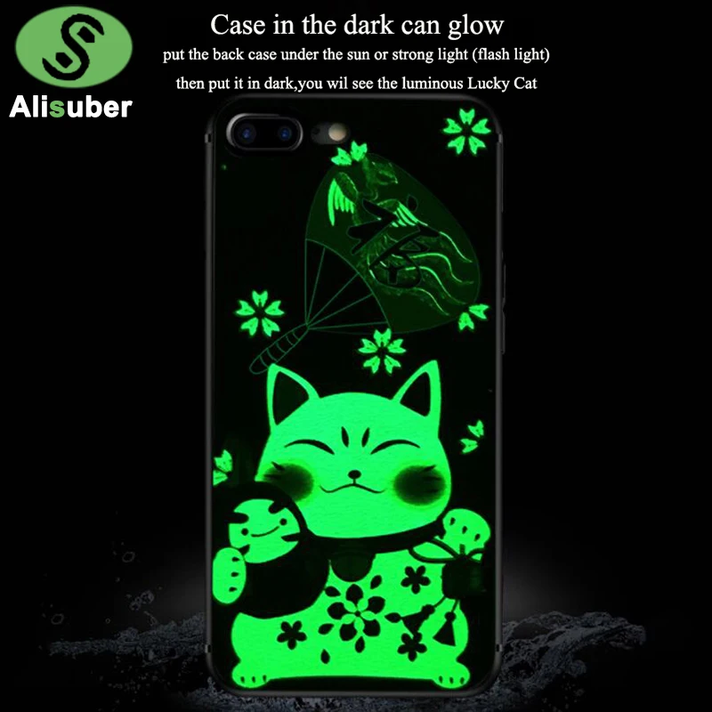Чехол Alisuber с изображением из мультфильма Lucky Cat светящийся чехол для iPhone X
