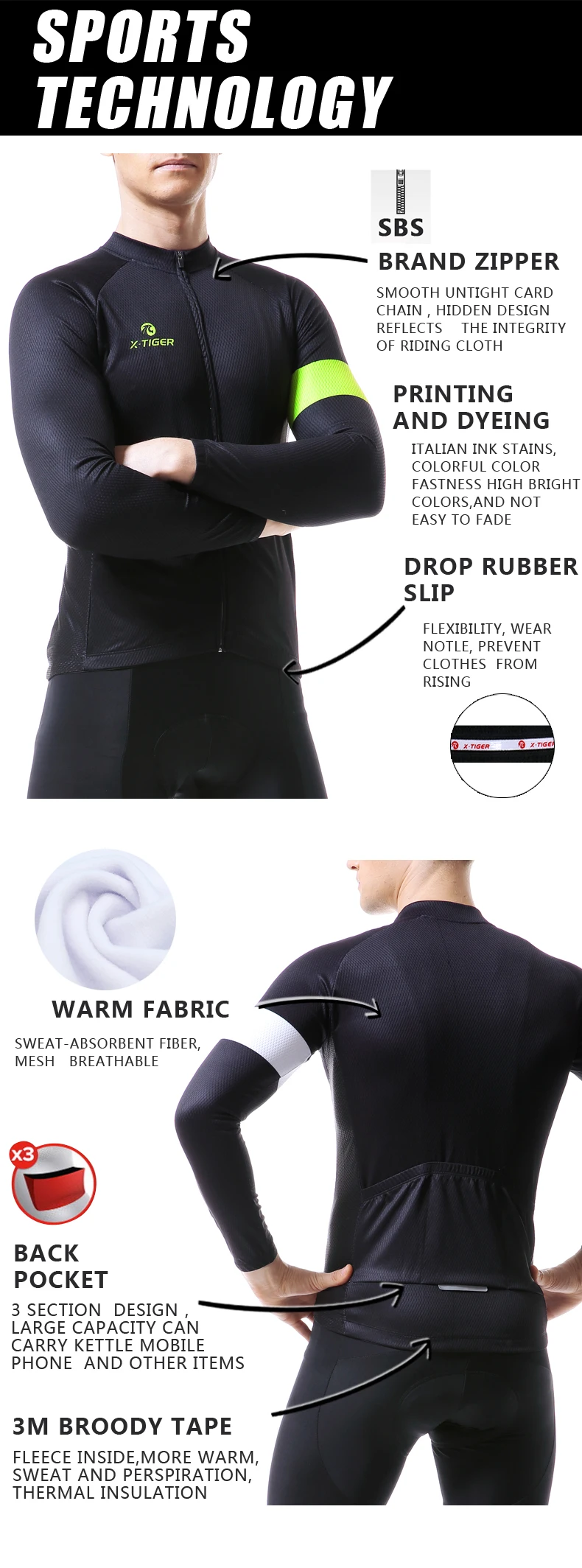X-TIGER зимний термальный флис Велоспорт спортивный свитер с длинным рукавом Одежда для велогонок MTB велосипедная одежда Ropa Maillot Ciclismo