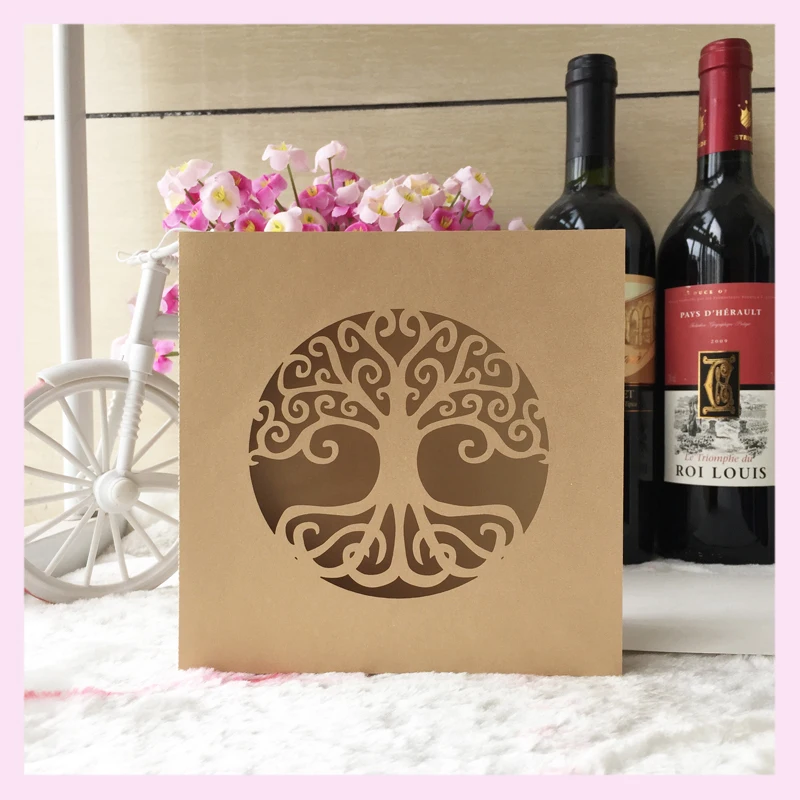 50 шт./лот дизайн дерева жизни для 90-го дня рождения пригласительные украшения