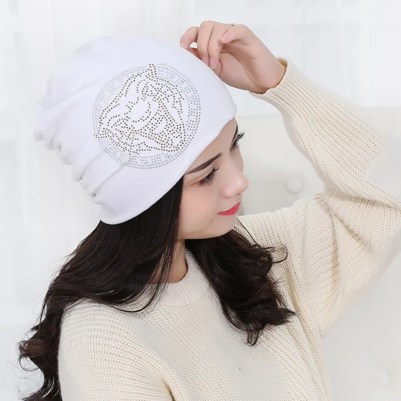 2016 Осень И Зима шапки женские Хип-Хоп Cap Тигр Горный Хрусталь Шляпы Для Мужчин