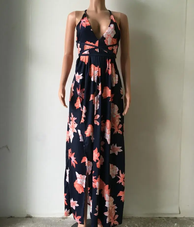 JOYINPARTY boho длинное шифоновое платье с глубоким v-образным вырезом сзади летнее