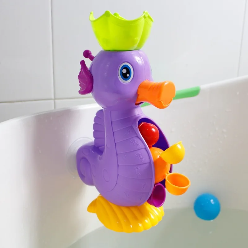 Seahorse Детские игрушки для душа, милая утка, водное колесо, игрушка Дельфин, детский подарок на день рождения, детские рождественские игрушки для плавания - Цвет: Seahorse