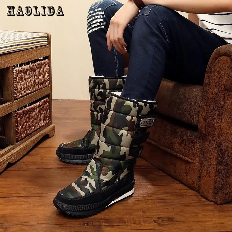 2017 г. Зимняя теплая Мужская Утепленная водонепроницаемая обувь на платформе