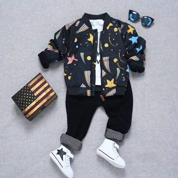 Новая детская куртка со звездами на осень и зиму ветровка утепленное хлопковое