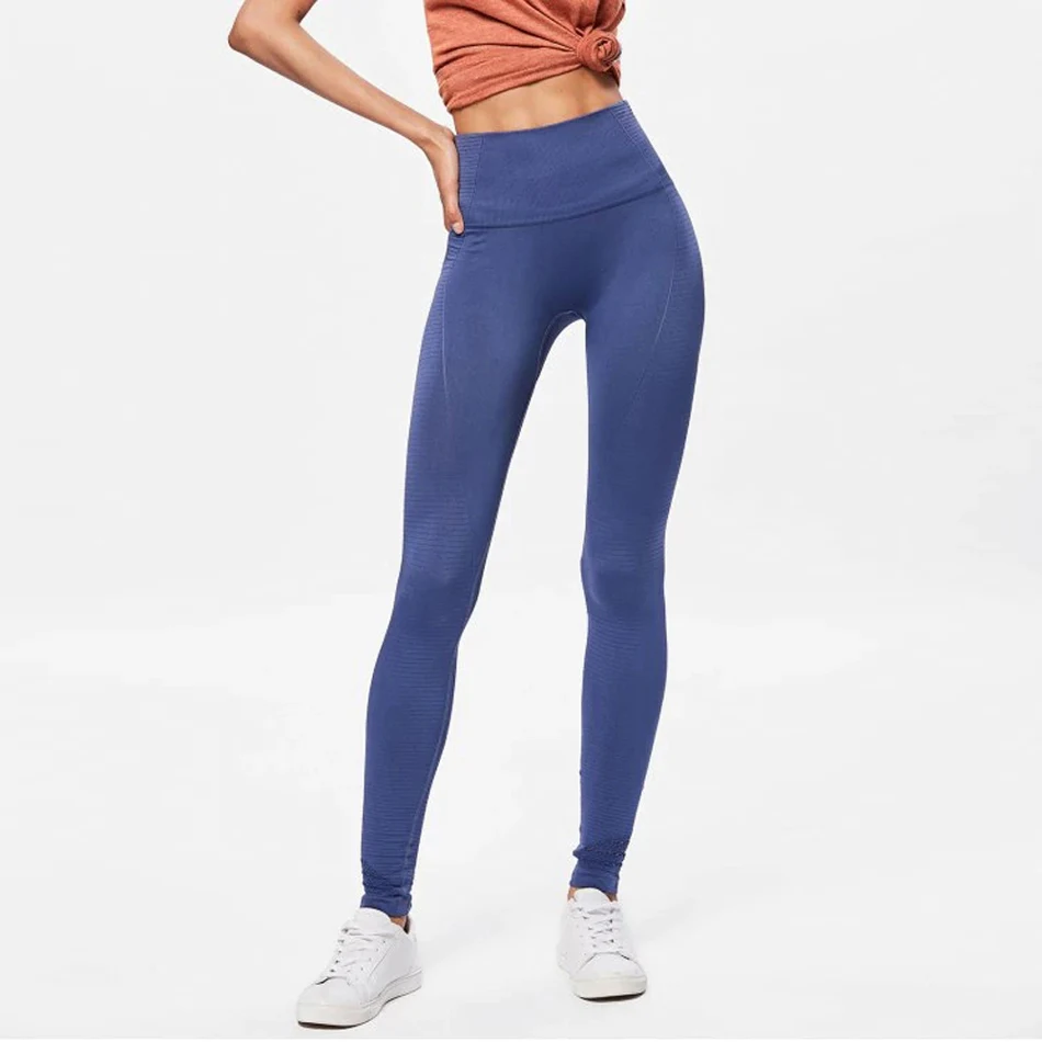 Штаны для йоги с высокой талией бесшовные леггинсы спортзала супер тянущиеся