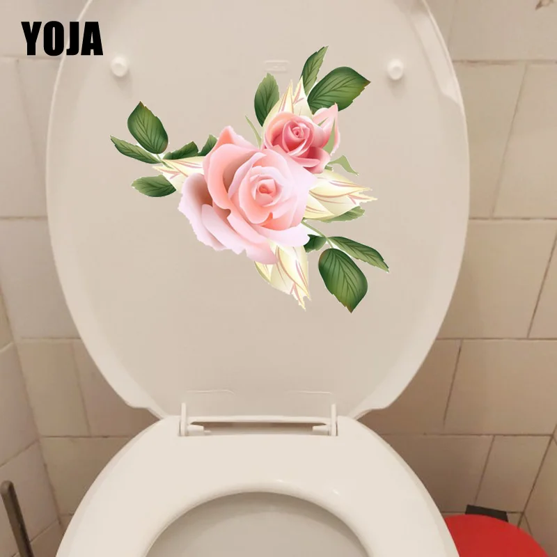 YOJA 22,5*21,6 см Розовые розы Девушка Спальня наклейки на стены Ванная комната Туалет наклейки на сиденья T1-0385