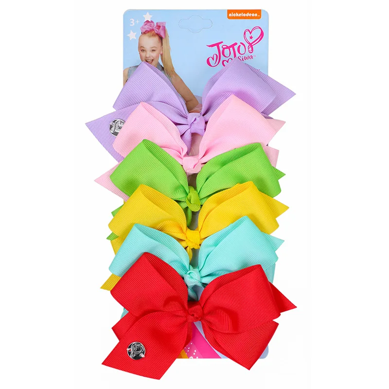 6 шт./лот JoJo Siwa банты 5 дюймов бант для волос с единорогом и радужным узором красивые аксессуары для волос лучший рождественский подарок для девочек