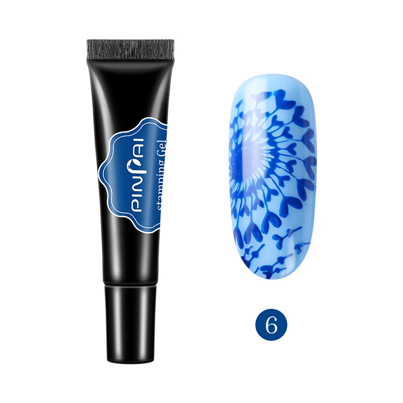 NO.6 Blue Гель-лак для ногтей Pinpai, 8 мл, 8 цветов, печать с печатью, масло, УФ-лак для ногтей, лак для ногтей, тиснение, узор - Цвет: NO.6 Blue
