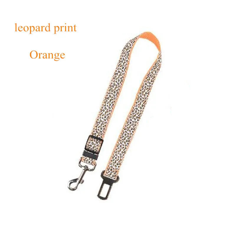 Leopard Print Orange Ремень безопасности с камуфляжным/леопардовым принтом для собак, кошек, щенков, домашних животных, спасательный пояс для кошек, Йоки, Тедди, ремни безопасности, поводок для ошейника - Цвет: Leopard Print Orange