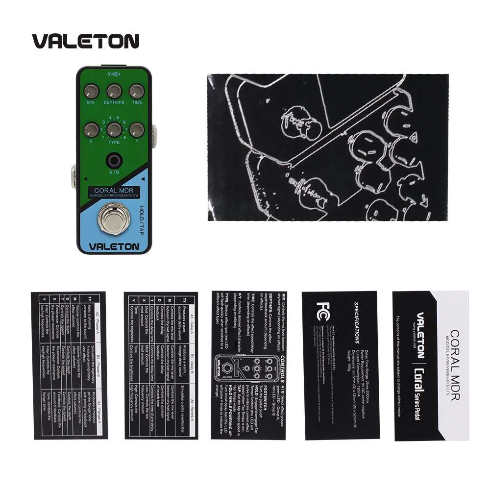 Valeton многофункциональная педаль для гитары Coral MDR of Reverb задержка хора Phaser Vibrato Tremolo