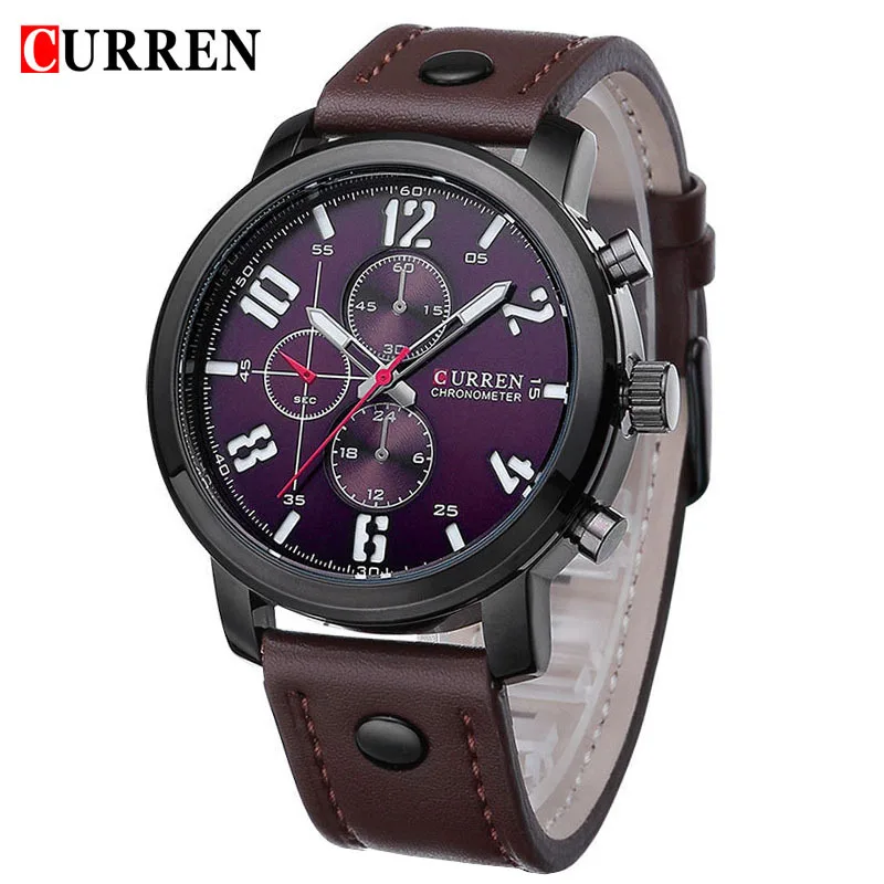 Часы CURREN спортивные повседневные кварцевые с кожаным ремешком | Наручные часы
