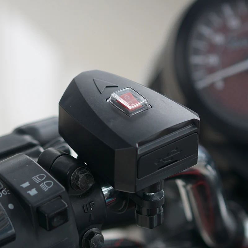 

10-80V 5V 2.4A 12W IP65 Dual USB Switch Motorcycle Handlebar Charger Socket kit Universal