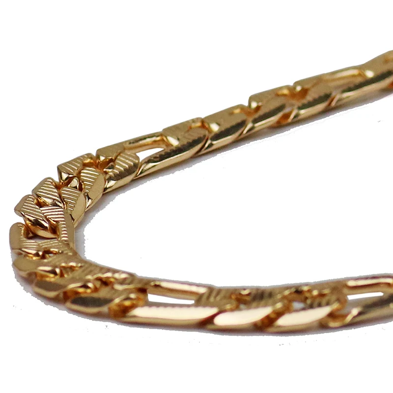 Stainless Steel Figaro Link Chain Necklaces Gold Classic Sport Flat Curb Long Necklace Hip Hop Charm Men Jewelry | Украшения и