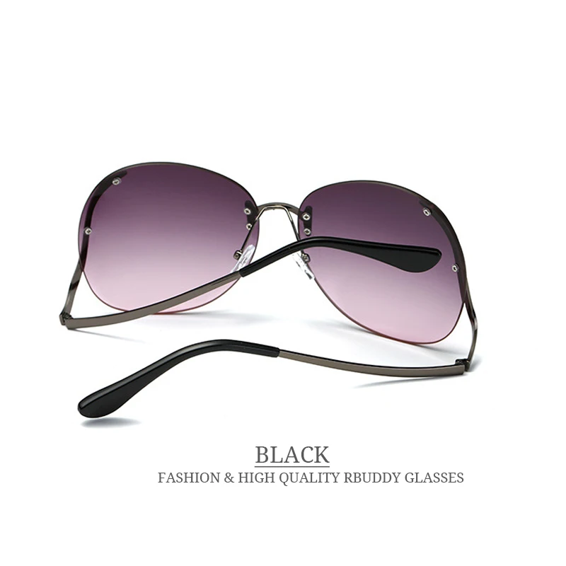 RBUDDY Sunglasses Women Oversize Brand Designer 2017 Big Size Female Clear Lens glasses Transparent Gradient Rimless Sunglasses|designer rimless