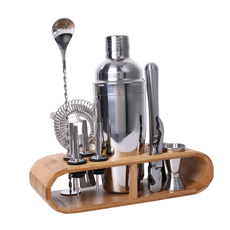 

550ML Cocktail Shaker Set kit Bartender Kit shakers Stainless Steel 12-Pieces Bar Tool Set with Stylish Bamboo Stand