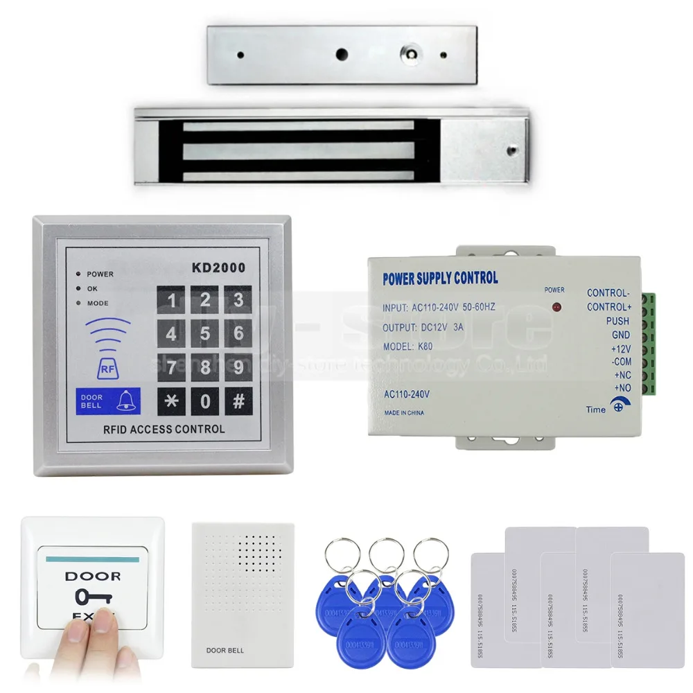 

DIYSECUR RFID Клавиатура с дверной колокольчик кнопка контроля доступа Система безопасности полный комплект + 280 кг магнитный замок KD2000