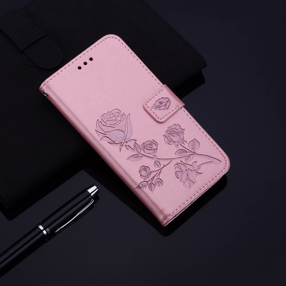 Кожаный чехол для Samsung Galaxy J8 J6 J4 J2 Pro с рельефной розой откидной Чехол-кошелек