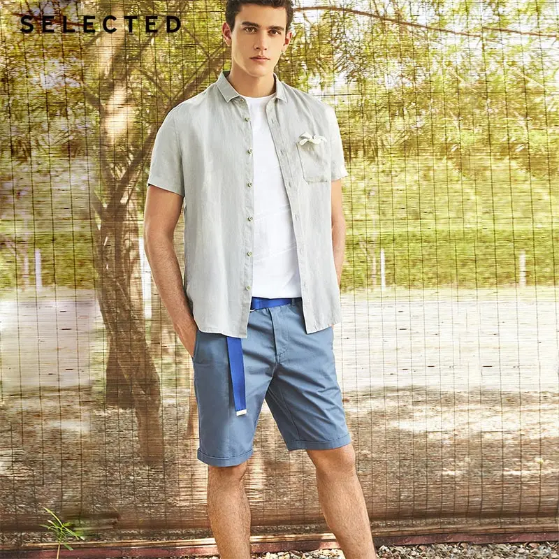 light blue Отборные бизнес досуг мыть чистый цвет шорты S | 4182SH521 - Цвет: light blue