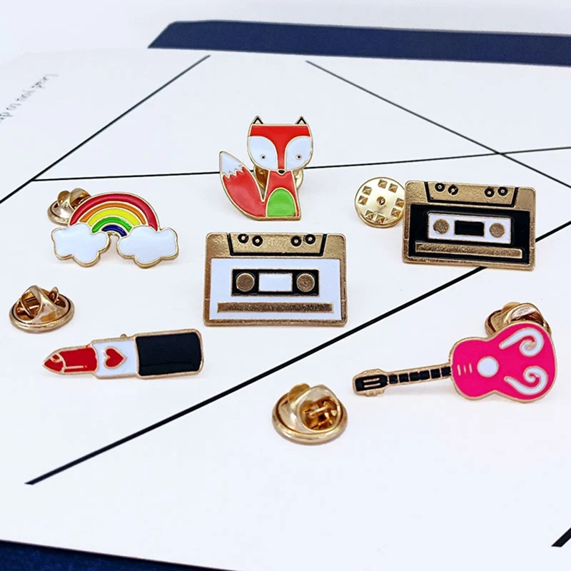 Милая металлическая лента для значков Радужная гитара лиса губная помада