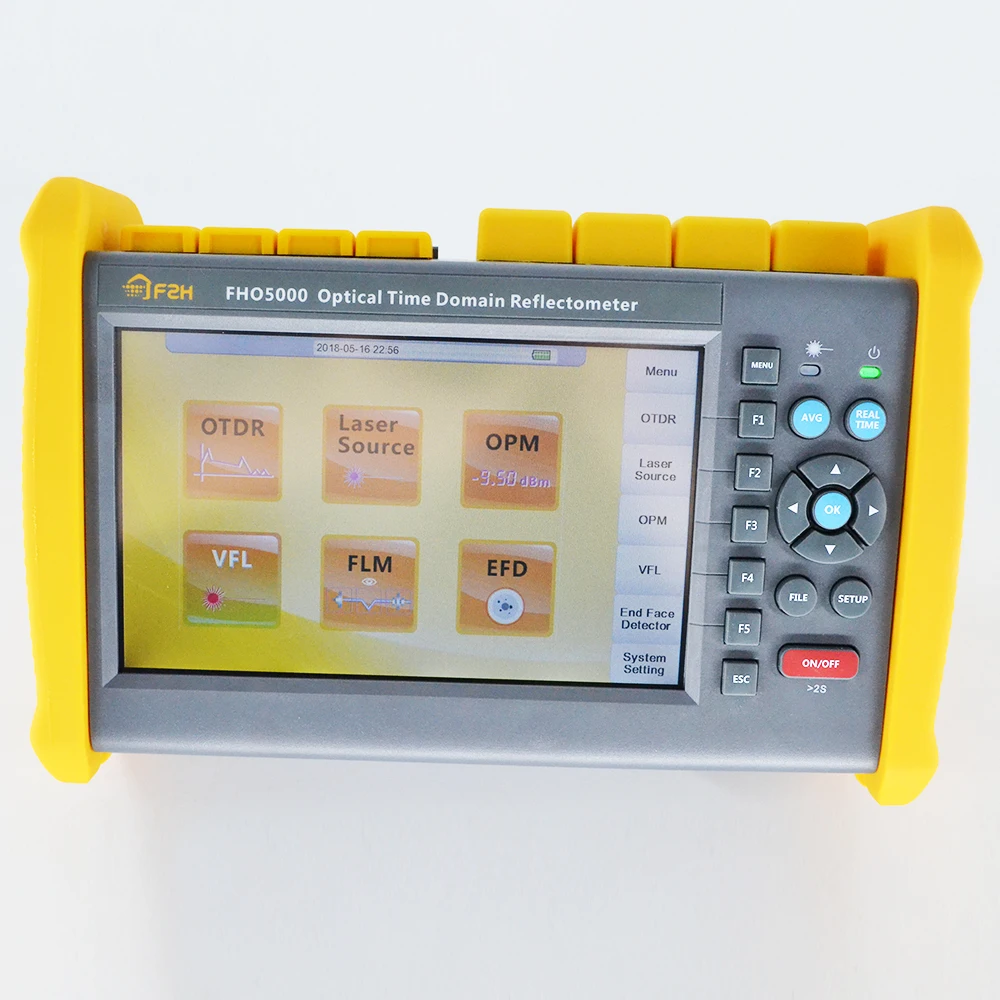 

Latest version 7 inch SM OTDR FHO5000-D35 1310/1550nm 35/33dB built-in VfL & power meter &Optical eye &laser source