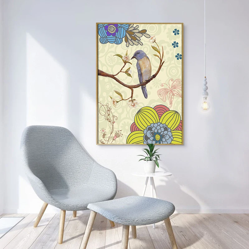 HAOCHU American Country Decorative Paintings Living Room Sofas Modern Hanging Drawings Bedside Walls Painted Flowers and Birds | Дом и сад