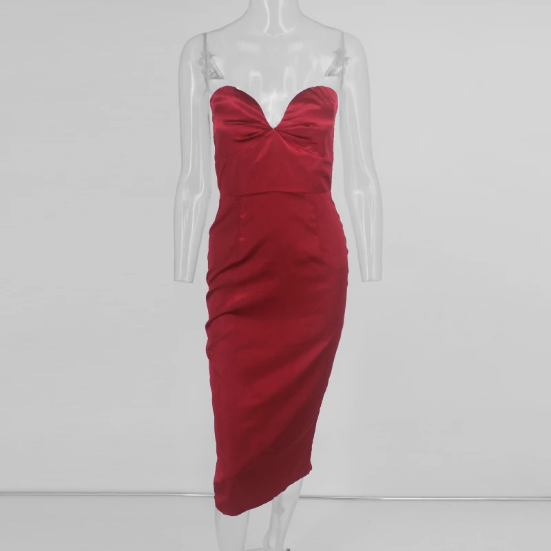 Женское атласное платье с открытыми плечами Fuedage Летнее Длинное облегающее v