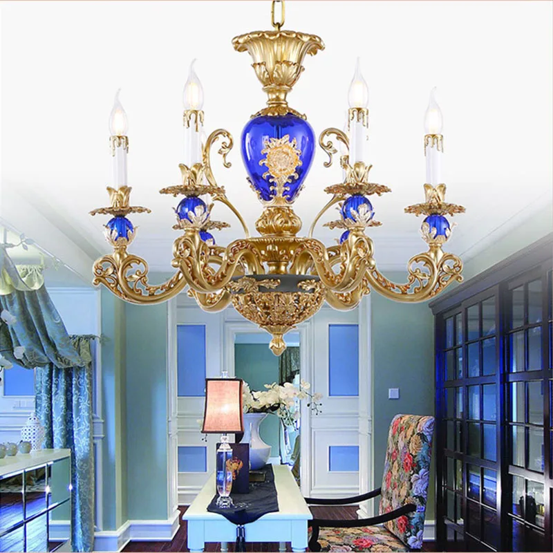 24 К золото Висячие цепи современный французский свечи люстры шампунь лампы