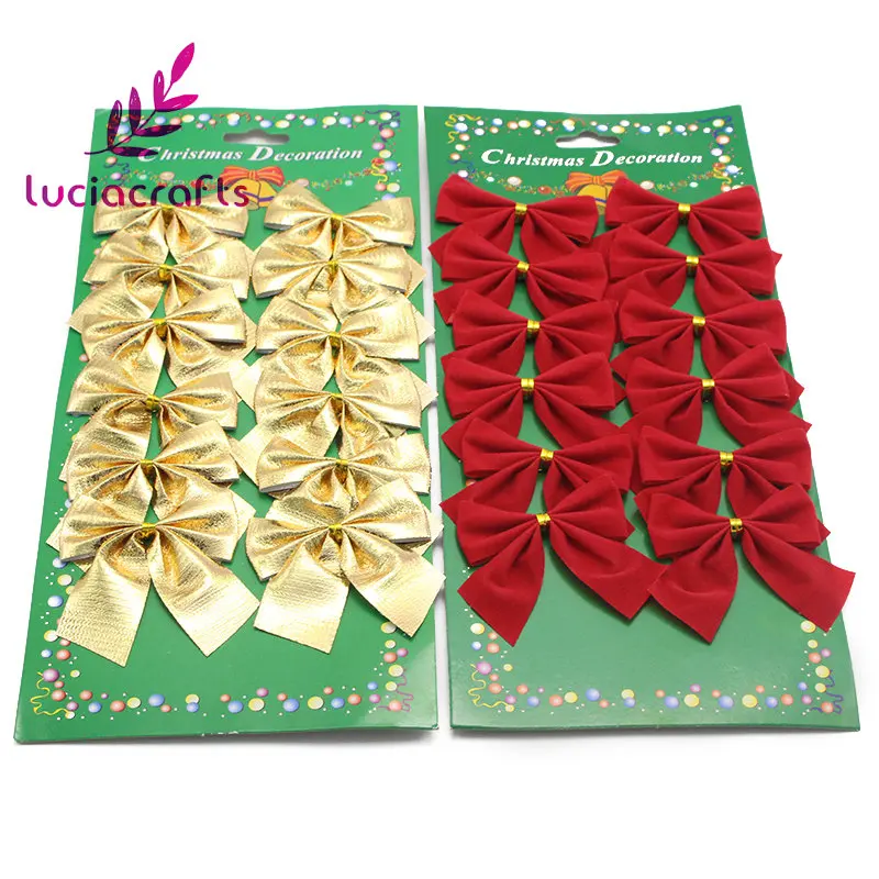 Lucia crafts, 5,5 см, Рождественский бант, украшение на елку, праздничные вечерние украшения для дома, 1 карта/партия, H0363