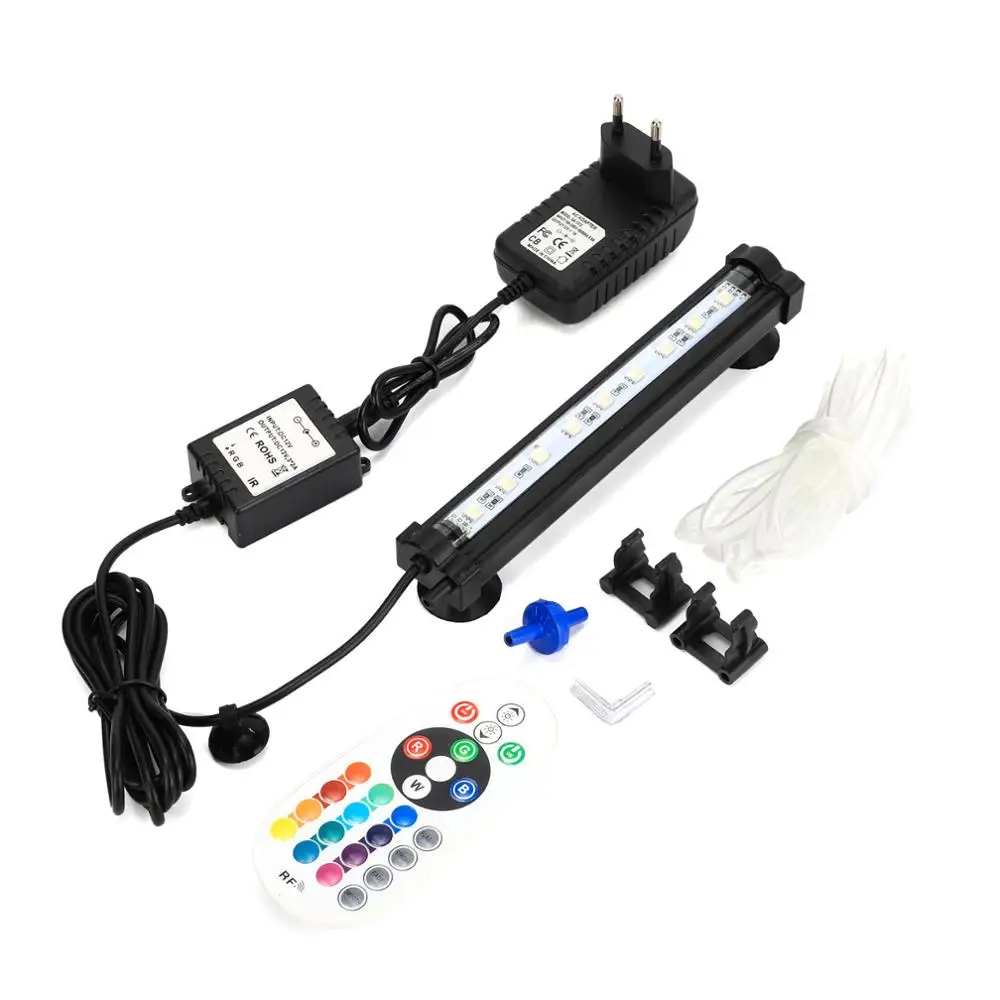 EU Plug 18CM Европейский штекер 18-48 см 5050 RGB светодиодный светильник для аквариума с воздушными пузырьками светильник для аквариума Водонепроницаемый погружной светильник RF контроллер - Цвет: EU Plug 18CM