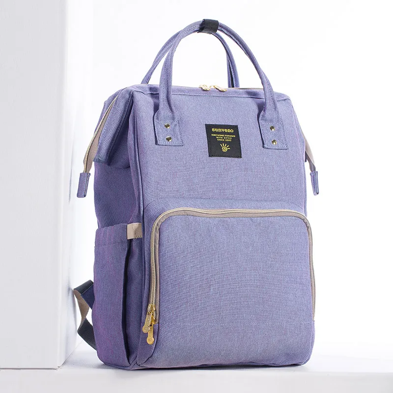 Blue purple SUNVENO сумка для подгузников для мам Большая вместительная сумка для детских подгузников дизайнерская сумка для кормления модный рюкзак для путешествий сумка для ухода за ребенком для мам и детей - Цвет: Blue purple