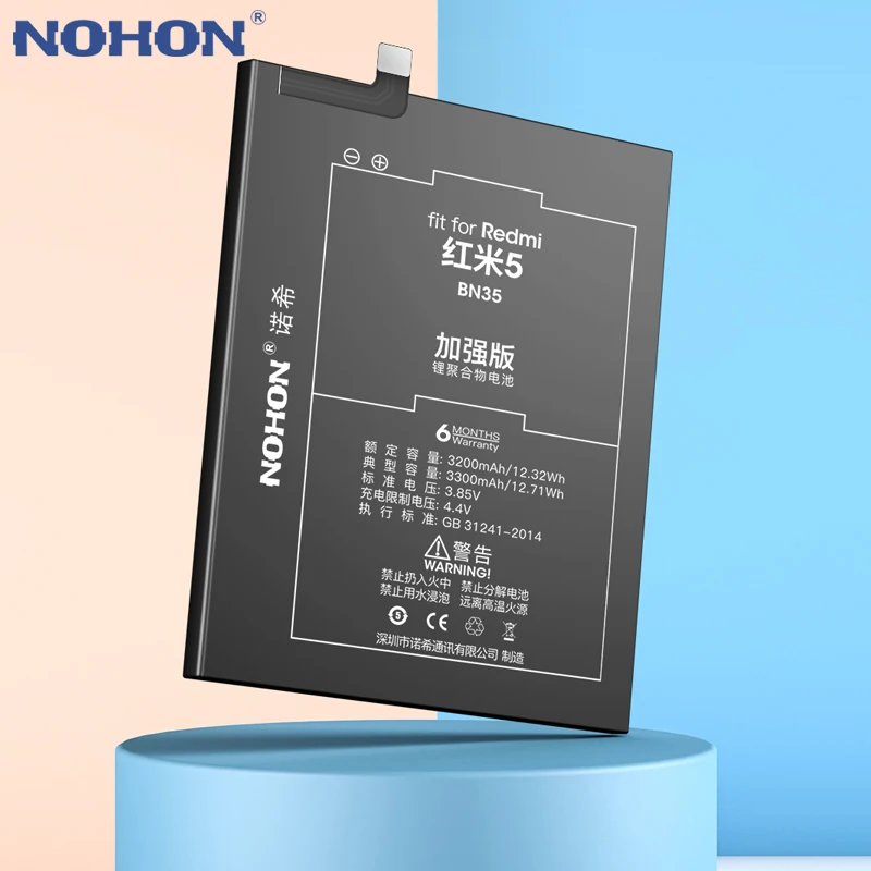 Аккумулятор NOHON для Xiaomi Redmi 5 Plus 3 Pro 3S 4X 5A BN35 BM47 BM4A BN44 BN34 | Мобильные телефоны и