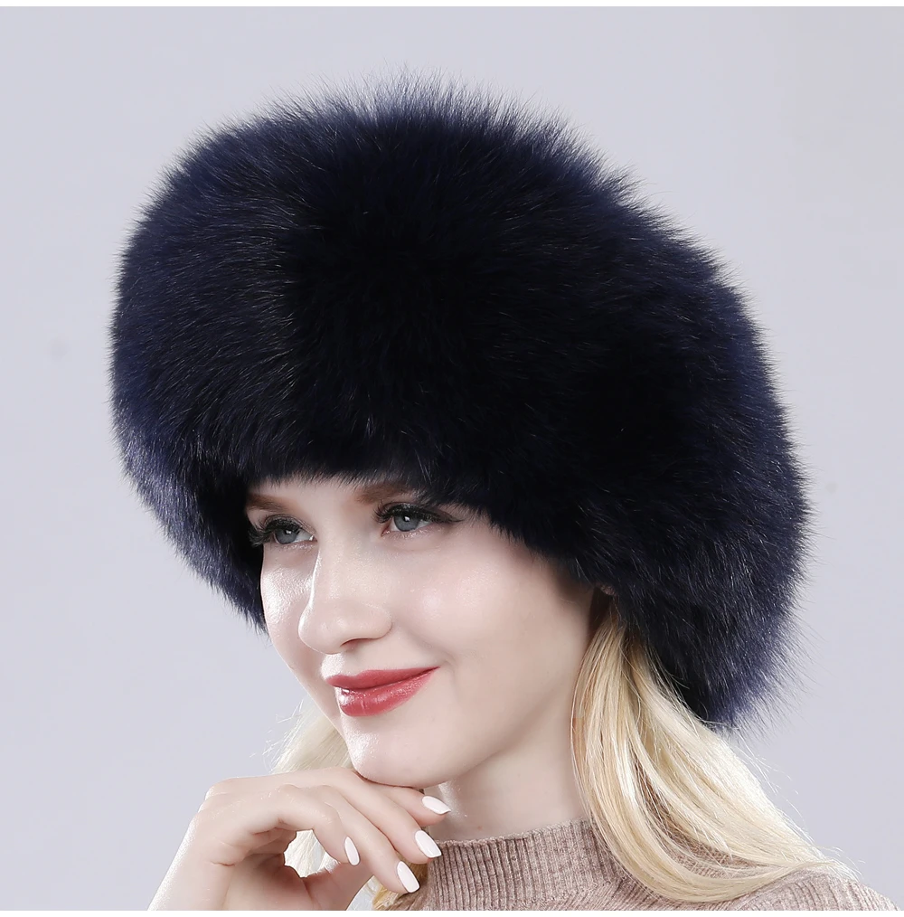 New Style Fashin Girl Genuine Fox Fur Hat Warm Soft Natural Fox Fur Bomber Caps Lady Luxurious Quality Real Fox Fur Hats